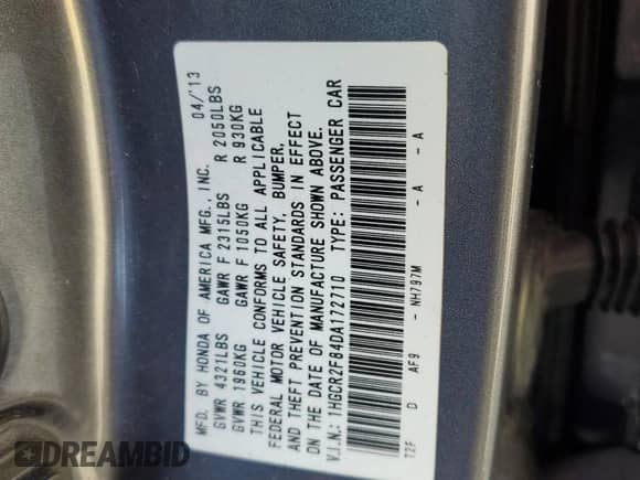 2013 Honda Accord EX-L z VIN 1HGCR2F84DA172710, wystawiony jako Copart lot #86163565 z przebiegiem 204 243 mil mil oraz Czysty tytuł • Clean title. Historia ofert i sprzedaży dostępna na DreamBid. Obrazek 12.