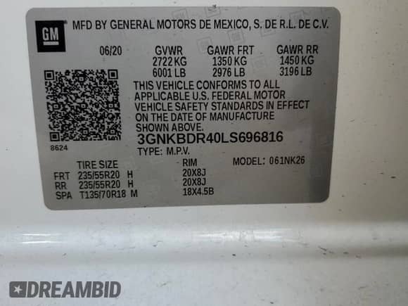 2020 Chevrolet Blazer LT с VIN 3GNKBDR40LS696816, выставлен на аукционе Copart как лот 84332414 с пробегом 29 023 миль миль и На запчасти • Non repairable. История ставок и продаж доступна на DreamBid. Изображение 15.