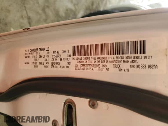 2013 Ram 1500 Sport z VIN 1C6RR7MT3DS511892, wystawiony jako Copart lot #61692745 z przebiegiem 220 248 mil mil oraz Nie do naprawy • Non repairable. Historia ofert i sprzedaży dostępna na DreamBid. Obrazek 13.