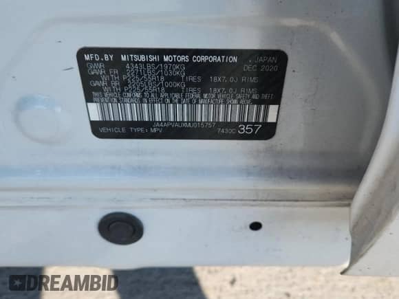 2021 Mitsubishi Outlander SE z VIN JA4APVAUXMU015757, wystawiony jako Copart lot #85944485 z przebiegiem 106 985 mil mil oraz Szkoda całkowita • Salvage title. Historia ofert i sprzedaży dostępna na DreamBid. Obrazek 13.