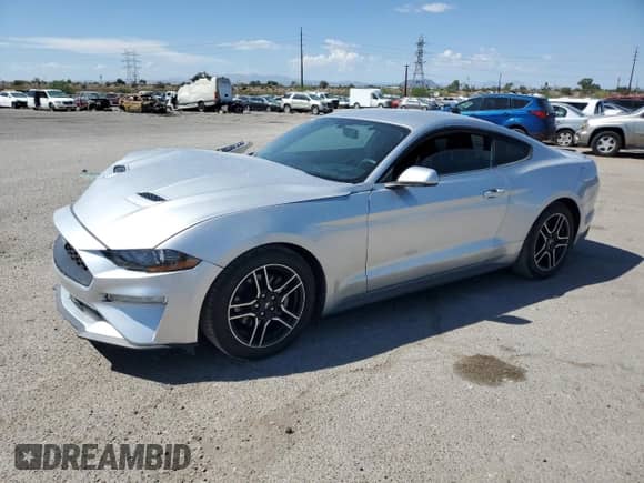 2019 Ford Mustang EcoBoost z VIN 1FA6P8TH2K5148281, wystawiony jako Copart lot #80668975 z przebiegiem 55 842 mil mil oraz Szkoda całkowita • Salvage title. Historia ofert i sprzedaży dostępna na DreamBid. Obrazek 1.