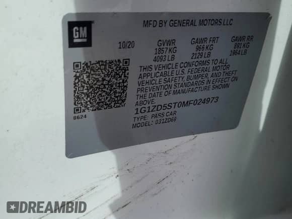 2021 Chevrolet Malibu LT с VIN 1G1ZD5ST0MF024973, выставлен на аукционе Copart как лот 84819075 с пробегом 78 372 миль миль и Чистый • Clean title. История ставок и продаж доступна на DreamBid. Изображение 12.