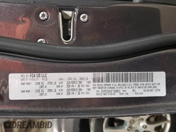 2015 Dodge Journey Limited с VIN 3C4PDDDG4FT689621, выставлен на аукционе Copart как лот 43991745 с пробегом 107 518 миль миль и Списание • Salvage title. История ставок и продаж доступна на DreamBid. Изображение 15.