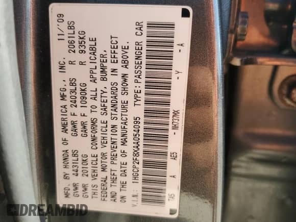 2010 Honda Accord EX-L с VIN 1HGCP2F8XAA054095, выставлен на аукционе Copart как лот 82413605 с пробегом 168 495 миль миль и Списание • Salvage title. История ставок и продаж доступна на DreamBid. Изображение 13.