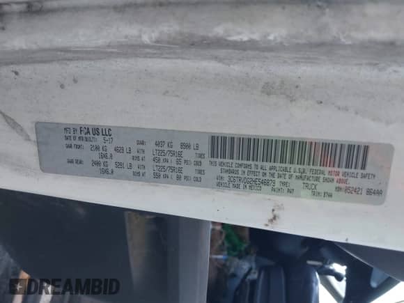 2017 Ram ProMaster Cargo с VIN 3C6TRVDG2HE546879, выставлен на аукционе IAAI как лот 42977600 с пробегом 157 909 миль миль и . История ставок и продаж доступна на DreamBid. Изображение 9.