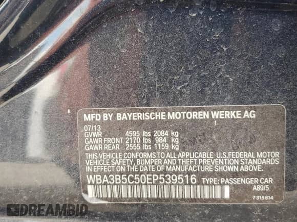 2014 BMW 3 Series 328i xDrive с VIN WBA3B5C50EP539516, выставлен на аукционе Copart как лот 82575495 с пробегом 91 077 миль миль и Чистый • Clean title. История ставок и продаж доступна на DreamBid. Изображение 12.