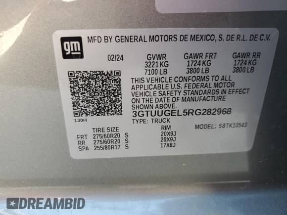 2024 GMC Sierra 1500 Denali z VIN 3GTUUGEL5RG282968, wystawiony jako Copart lot #80407365 z przebiegiem 3 707 mil mil oraz Czysty tytuł • Clean title. Historia ofert i sprzedaży dostępna na DreamBid. Obrazek 12.