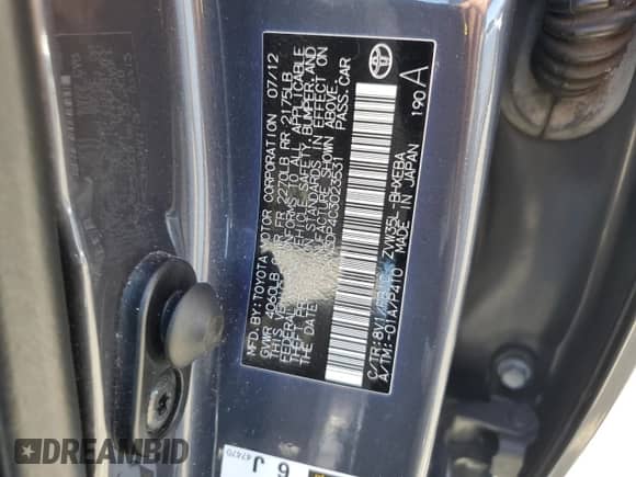 2012 Toyota Prius z VIN JTDKN3DP4C3023531, wystawiony jako Copart lot #71127595 z przebiegiem 115 526 mil mil oraz Szkoda całkowita • Salvage title. Historia ofert i sprzedaży dostępna na DreamBid. Obrazek 12.