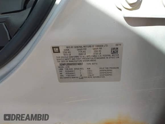 2014 Chevrolet Equinox LS с VIN 2GNFLEEKXE6374887, выставлен на аукционе IAAI как лот 43287793 с пробегом 157 566 миль миль и . История ставок и продаж доступна на DreamBid. Изображение 9.