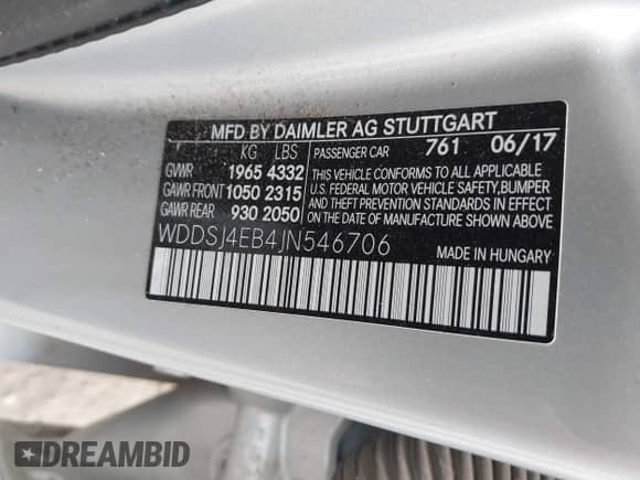 2018 Mercedes-Benz CLA 250 с VIN WDDSJ4EB4JN546706, выставлен на аукционе IAAI как лот 43045700 с пробегом 62 138 миль миль и . История ставок и продаж доступна на DreamBid. Изображение 9.