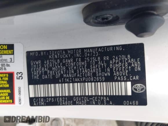 2023 Toyota Camry TRD with VIN 4T1KZ1AKXPU082659, listed as a IAAI auction lot 42901043 with 65,567 mi miles and . Bid and sale history available at DreamBid. Image 9.