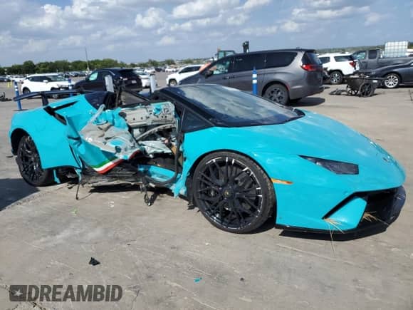 2019 Lamborghini Huracan Performante with VIN ZHWUS4ZF3KLA12102, listed as a Copart auction lot 65319274 with Not provided miles and Salvage title. Bid and sale history available at DreamBid. Image 4.