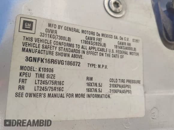 1997 Chevrolet Suburban с VIN 3GNFK16R6VG186072, выставлен на аукционе IAAI как лот 41373166 с пробегом 275 290 миль миль и . История ставок и продаж доступна на DreamBid. Изображение 9.