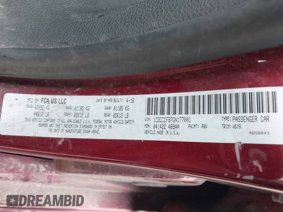 2016 Chrysler 200 Touring with VIN 1C3CCCFB7GN177001, listed as a IAAI auction lot 41749764 with 103,616 mi miles and . Bid and sale history available at DreamBid. Image 9.