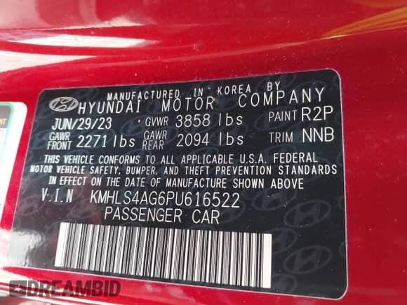 2023 Hyundai Elantra SEL с VIN KMHLS4AG6PU616522, выставлен на аукционе IAAI как лот 42815906 с пробегом 21 708 миль миль и . История ставок и продаж доступна на DreamBid. Изображение 9.