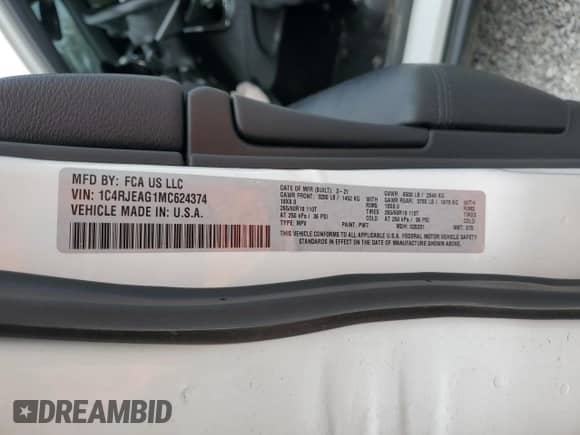 2021 Jeep Grand Cherokee Laredo X with VIN 1C4RJEAG1MC624374, listed as a Copart auction lot 81306045 with 83,096 mi miles and Salvage title. Bid and sale history available at DreamBid. Image 12.