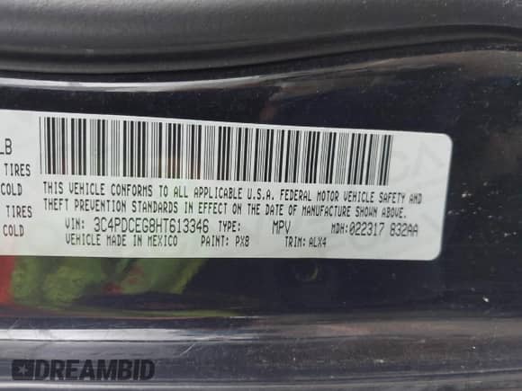 2017 Dodge Journey GT with VIN 3C4PDCEG8HT613346, listed as a IAAI auction lot 42780731 with 131,123 mi miles and . Bid and sale history available at DreamBid. Image 9.