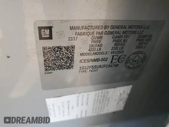 2018 Chevrolet Malibu Hybrid с VIN 1G1ZF5SU9JF154748, выставлен на аукционе Copart как лот 64982215 с пробегом Не указан миль и Чистый • Clean title. История ставок и продаж доступна на DreamBid. Изображение 12.