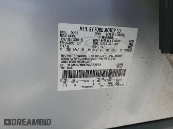 2013 Ford Explorer with VIN 1FM5K7B88DGA73993, listed as a Copart auction lot 72019695 with 181,323 mi miles and Non repairable. Bid and sale history available at DreamBid. Image 13.