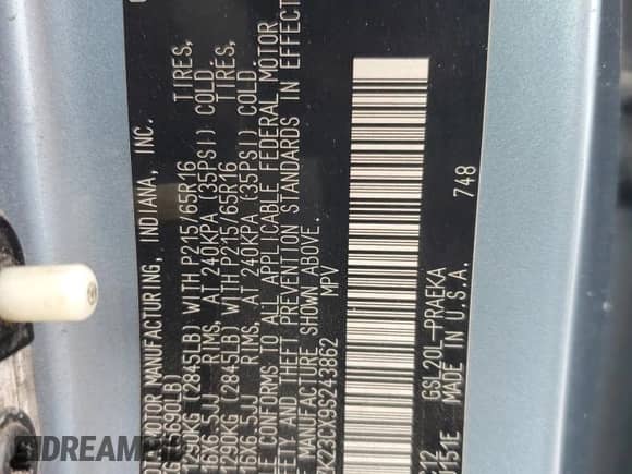 2009 Toyota Sienna CE с VIN 5TDZK23CX9S243862, выставлен на аукционе Copart как лот 85721765 с пробегом 247 955 миль миль и Списание • Salvage title. История ставок и продаж доступна на DreamBid. Изображение 13.