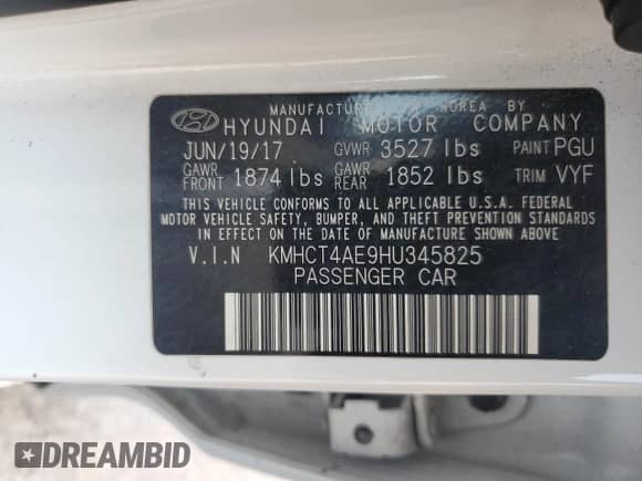 2017 Hyundai Accent Value Edition z VIN KMHCT4AE9HU345825, wystawiony jako Copart lot #71556195 z przebiegiem 48 176 mil mil oraz Szkoda całkowita • Salvage title. Historia ofert i sprzedaży dostępna na DreamBid. Obrazek 13.