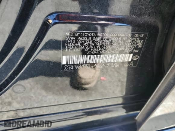 2018 Lexus IS 300 z VIN JTHBA1D21J5078393, wystawiony jako Copart lot #68829425 z przebiegiem 106 108 mil mil oraz Szkoda całkowita • Salvage title. Historia ofert i sprzedaży dostępna na DreamBid. Obrazek 12.