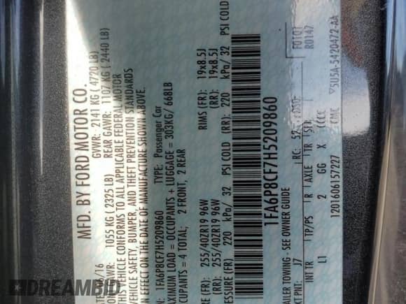 2017 Ford Mustang GT z VIN 1FA6P8CF7H5209860, wystawiony jako Copart lot #66009935 z przebiegiem 115 442 mil mil oraz Szkoda całkowita • Salvage title. Historia ofert i sprzedaży dostępna na DreamBid. Obrazek 12.