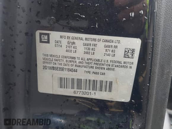 2014 Chevrolet Impala LT z VIN 2G1WB5E35E1184344, wystawiony jako IAAI lot #43332240 z przebiegiem 121 393 mil mil oraz . Historia ofert i sprzedaży dostępna na DreamBid. Obrazek 9.