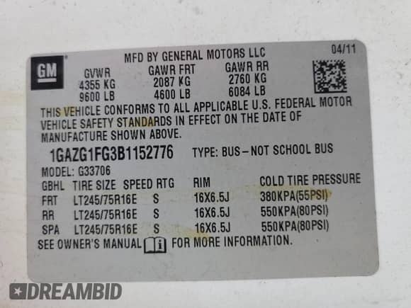 2011 Chevrolet Express Passenger 1LT с VIN 1GAZG1FG3B1152776, выставлен на аукционе Copart как лот 72246554 с пробегом 194 103 миль миль и Списание • Salvage title. История ставок и продаж доступна на DreamBid. Изображение 14.