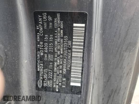 2016 Hyundai Genesis Coupe Ultimate with VIN KMHHU6KJ3GU133169, listed as a Copart auction lot 81055785 with 74,733 mi miles and Salvage title. Bid and sale history available at DreamBid. Image 12.