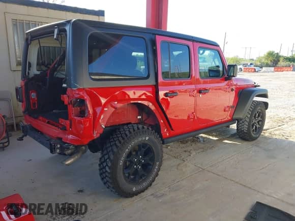 2022 Jeep Wrangler Unlimited Willys with VIN 1C4HJXDN5NW224156, listed as a IAAI auction lot 43103614 with 42,909 mi miles and . Bid and sale history available at DreamBid. Image 4.