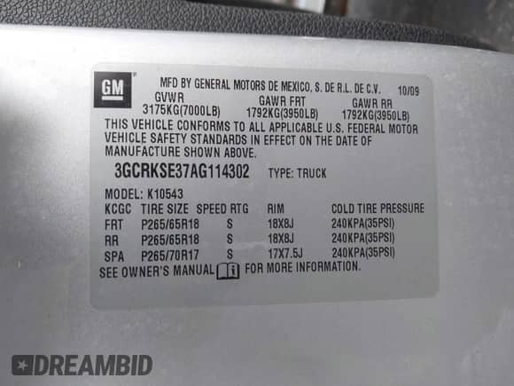2010 Chevrolet Silverado 1500 LT z VIN 3GCRKSE37AG114302, wystawiony jako IAAI lot #43520478 z przebiegiem 143 655 mil mil oraz . Historia ofert i sprzedaży dostępna na DreamBid. Obrazek 9.