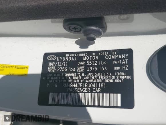 2011 Hyundai Equus Ultimate z VIN KMHGH4JF1BU041181, wystawiony jako Copart lot #48549545 z przebiegiem Nie podano mil oraz Nie do naprawy • Non repairable. Historia ofert i sprzedaży dostępna na DreamBid. Obrazek 12.