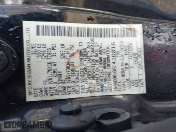 2006 Nissan Frontier SE с VIN 1N6AD06U36C410816, выставлен на аукционе IAAI как лот 41645956 с пробегом 101 487 миль миль и . История ставок и продаж доступна на DreamBid. Изображение 9.