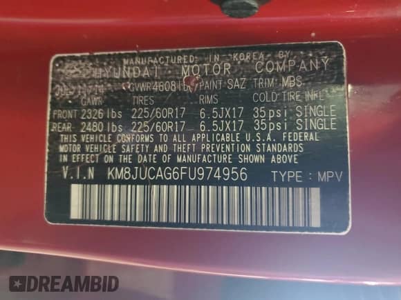 2015 Hyundai Tucson SE z VIN KM8JUCAG6FU974956, wystawiony jako Copart lot #69148475 z przebiegiem 99 898 mil mil oraz Czysty tytuł • Clean title. Historia ofert i sprzedaży dostępna na DreamBid. Obrazek 13.