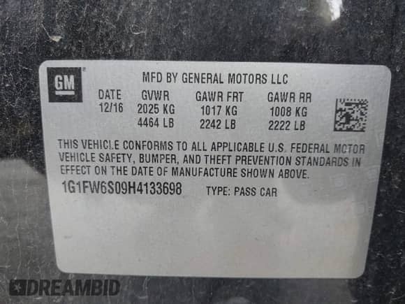 2017 Chevrolet Bolt EV LT with VIN 1G1FW6S09H4133698, listed as a IAAI auction lot 42826654 with 89,963 mi miles and . Bid and sale history available at DreamBid. Image 9.
