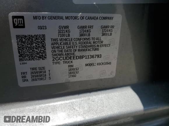 2023 Chevrolet Silverado 1500 RST с VIN 2GCUDEED8P1136793, выставлен на аукционе Copart как лот 60096935 с пробегом 25 382 миль миль и Списание • Salvage title. История ставок и продаж доступна на DreamBid. Изображение 12.