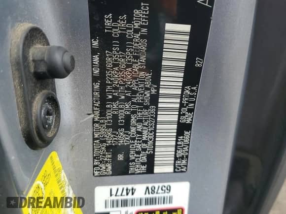 2012 Toyota Sienna XLE AAS with VIN 5TDYK3DC1CS273369, listed as a Copart auction lot 62348025 with Not provided miles and Clean title. Bid and sale history available at DreamBid. Image 12.