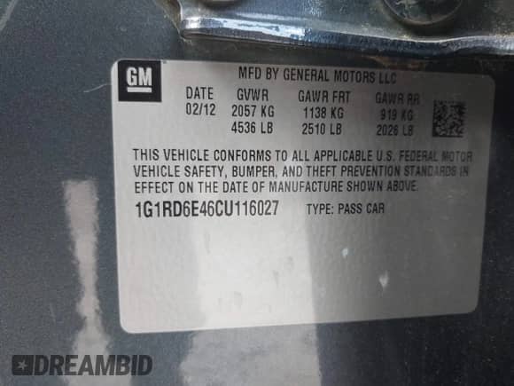 2012 Chevrolet Volt с VIN 1G1RD6E46CU116027, выставлен на аукционе IAAI как лот 43176360 с пробегом 104 053 миль миль и . История ставок и продаж доступна на DreamBid. Изображение 9.