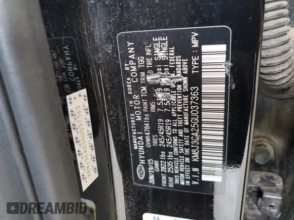 2016 Hyundai Tucson Sport z VIN KM8J3CA25GU037363, wystawiony jako Copart lot #81463245 z przebiegiem 169 231 mil mil oraz Czysty tytuł • Clean title. Historia ofert i sprzedaży dostępna na DreamBid. Obrazek 13.