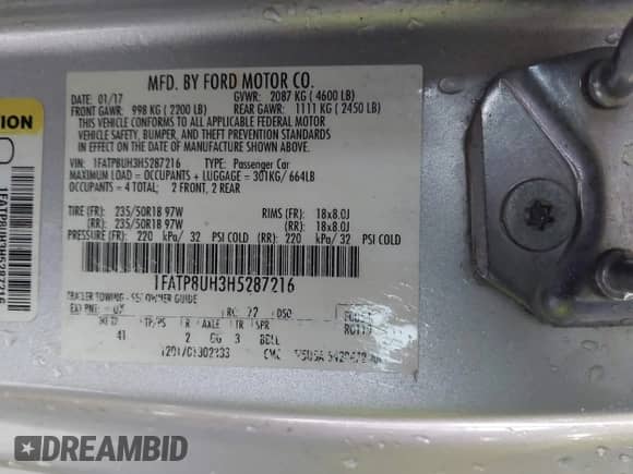 2017 Ford Mustang EcoBoost Premium с VIN 1FATP8UH3H5287216, выставлен на аукционе IAAI как лот 43290436 с пробегом 122 263 миль миль и . История ставок и продаж доступна на DreamBid. Изображение 9.