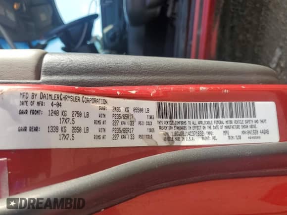 2004 Jeep Grand Cherokee Overland с VIN 1J8GW68J14C371632, выставлен на аукционе Copart как лот 63509385 с пробегом 114 501 миль миль и Списание • Salvage title. История ставок и продаж доступна на DreamBid. Изображение 12.