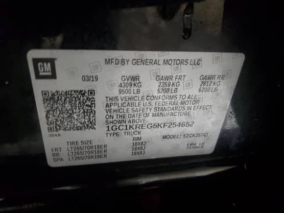 2019 Chevrolet Silverado 2500HD Work Truck z VIN 1GC1KREG5KF254652, wystawiony jako Copart lot #88932305 z przebiegiem 59 169 mil mil oraz Szkoda całkowita • Salvage title. Historia ofert i sprzedaży dostępna na DreamBid. Obrazek 12.
