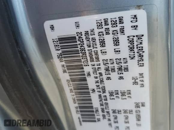 2003 Dodge Caravan SE with VIN 2D4GP24363R227216, listed as a Copart auction lot 67959295 with Not provided miles and Salvage title. Bid and sale history available at DreamBid. Image 13.