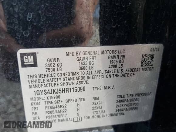 2017 Cadillac Escalade ESV Premium Luxury с VIN 1GYS4JKJ5HR115090, выставлен на аукционе Copart как лот 64448905 с пробегом 118 398 миль миль и Списание • Salvage title. История ставок и продаж доступна на DreamBid. Изображение 14.