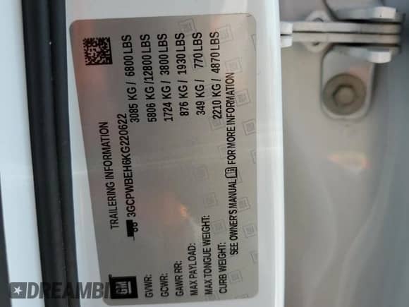 2019 Chevrolet Silverado 1500 Custom with VIN 3GCPWBEH6KG220622, listed as a Copart auction lot 84399025 with 101,029 mi miles and Salvage title. Bid and sale history available at DreamBid. Image 12.