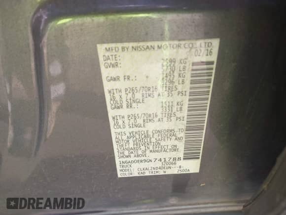 2016 Nissan Frontier SV с VIN 1N6AD0ER9GN741788, выставлен на аукционе IAAI как лот 41247289 с пробегом 117 998 миль миль и . История ставок и продаж доступна на DreamBid. Изображение 9.