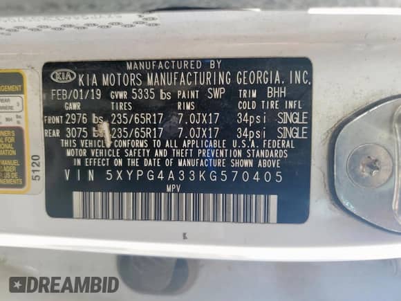 2019 Kia Sorento LX с VIN 5XYPG4A33KG570405, выставлен на аукционе Copart как лот 84829725 с пробегом 134 837 миль миль и Чистый • Clean title. История ставок и продаж доступна на DreamBid. Изображение 13.