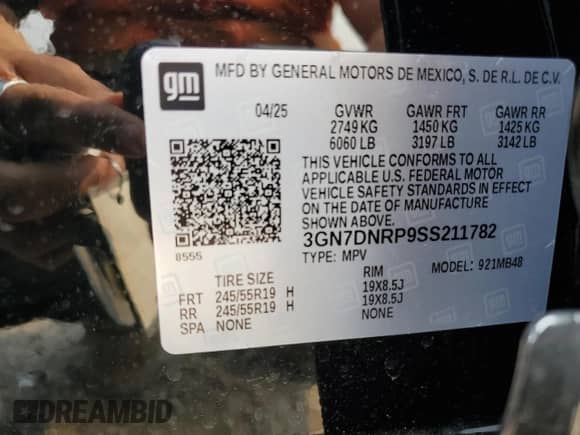 2025 Chevrolet Equinox EV LT2 с VIN 3GN7DNRP9SS211782, выставлен на аукционе Copart как лот 67249595 с пробегом 1 326 миль миль и Списание • Salvage title. История ставок и продаж доступна на DreamBid. Изображение 14.