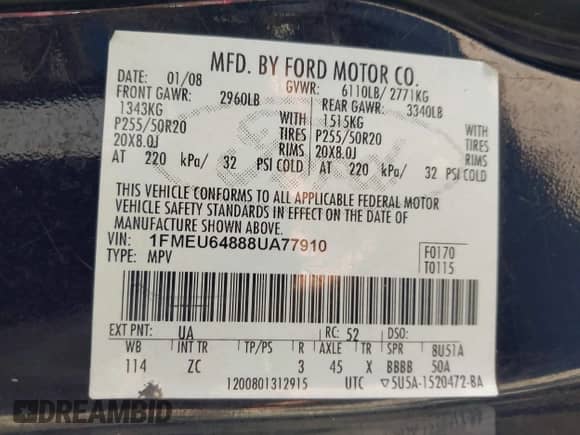 2008 Ford Explorer Eddie Bauer с VIN 1FMEU64888UA77910, выставлен на аукционе IAAI как лот 43433569 с пробегом 219 835 миль миль и . История ставок и продаж доступна на DreamBid. Изображение 9.